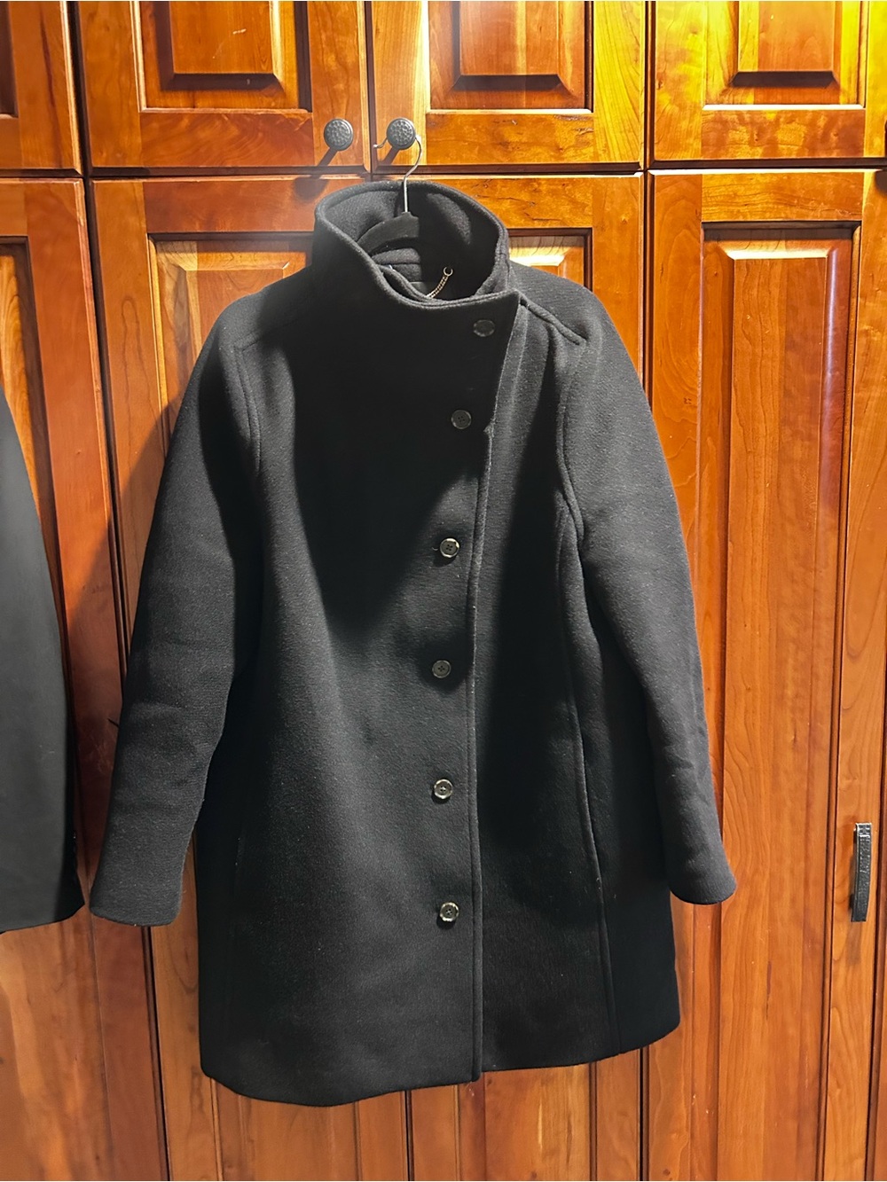 J. Crew Black Wool Pea Coat with Stand Collar